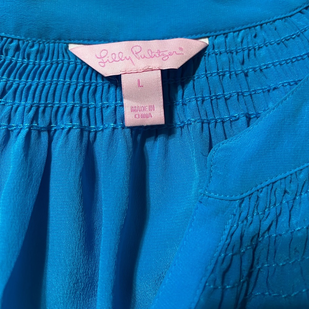 Lilly Pulitzer Elsa Silk Blue Blouse - Picture 4 of 5